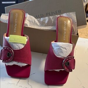 Donald J. Pliner Pink Buckle Mules